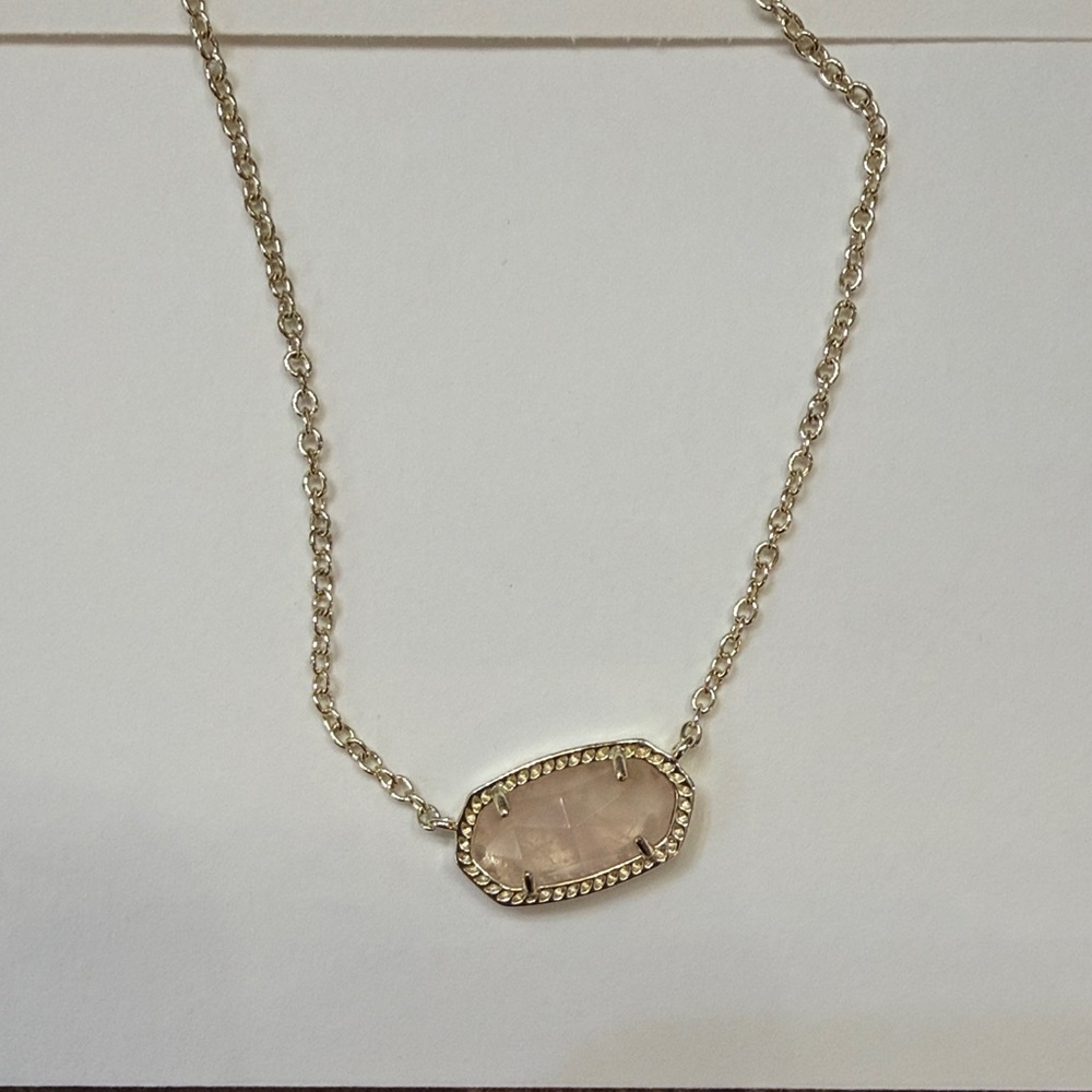 Kendra Scott Gold Necklace with Blush Stone